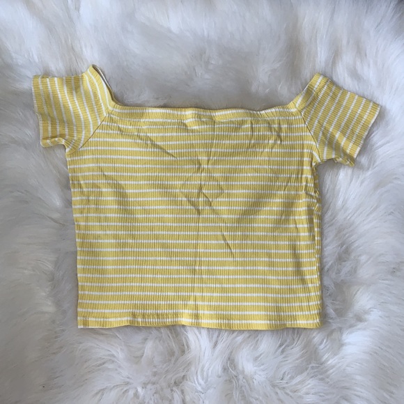 Off the shoulder, white and yellow stripes top - Picture 2 of 2